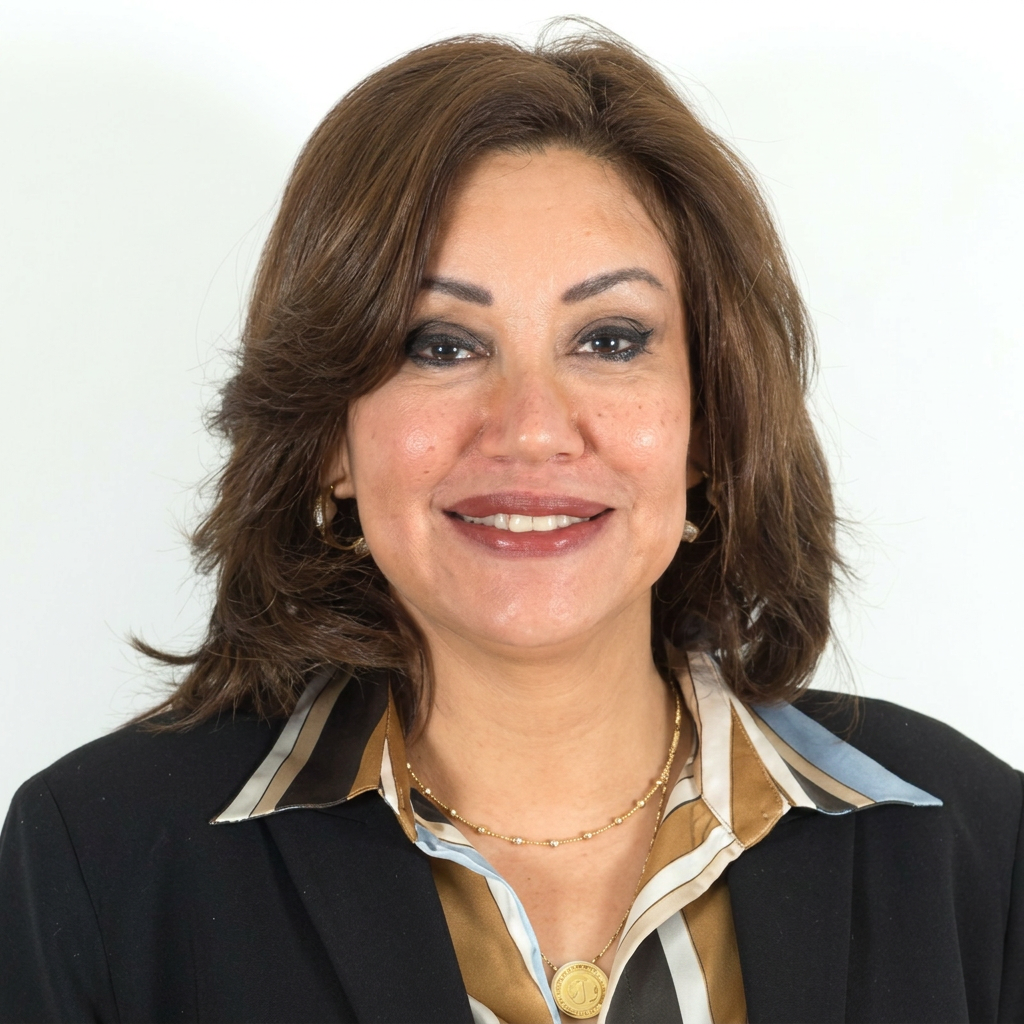 Portrait of QAF lecturer Dr Abla Abdel Latif, Executive Director & Director of Research, ECES